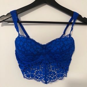 Pink VS- Cobalt Blue Lace Push-up Bralette XS
